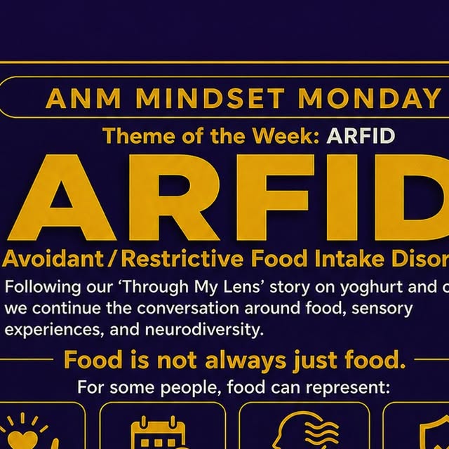 ANM Through My Lens graphic about food, sensory regulation and belonging